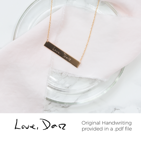 Your Handwriting Engraved - Custom Bar necklace