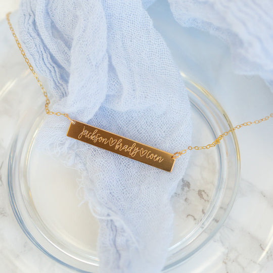 Horizontal Bar Necklace - Custom Engraving