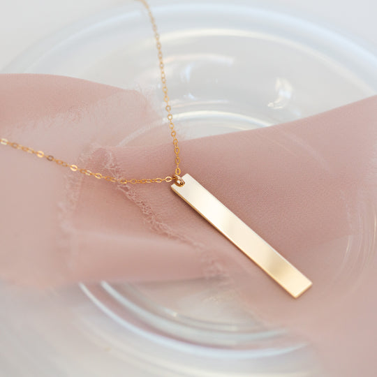 Vertical Bar Necklace - Custom Engraving