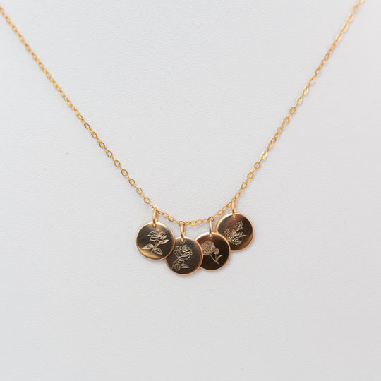 Birth Flower Necklace - Custom Engraving