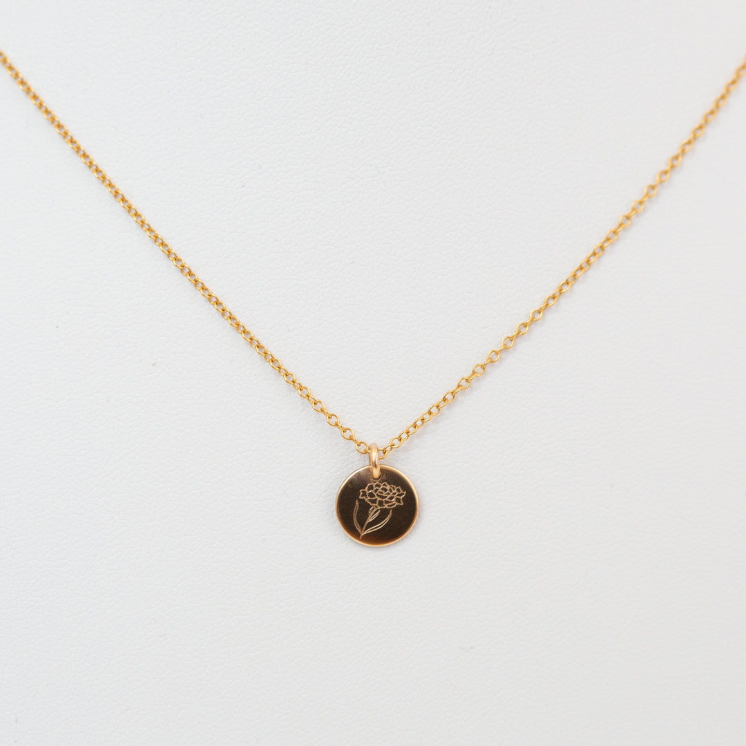 Birth Flower Necklace - Custom Engraving
