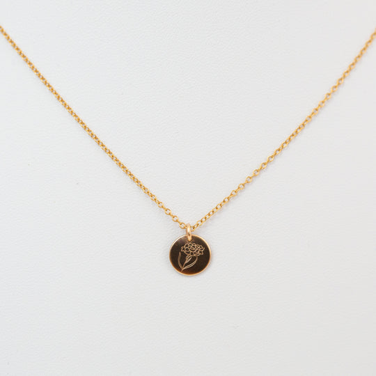 Birth Flower Necklace - Custom Engraving