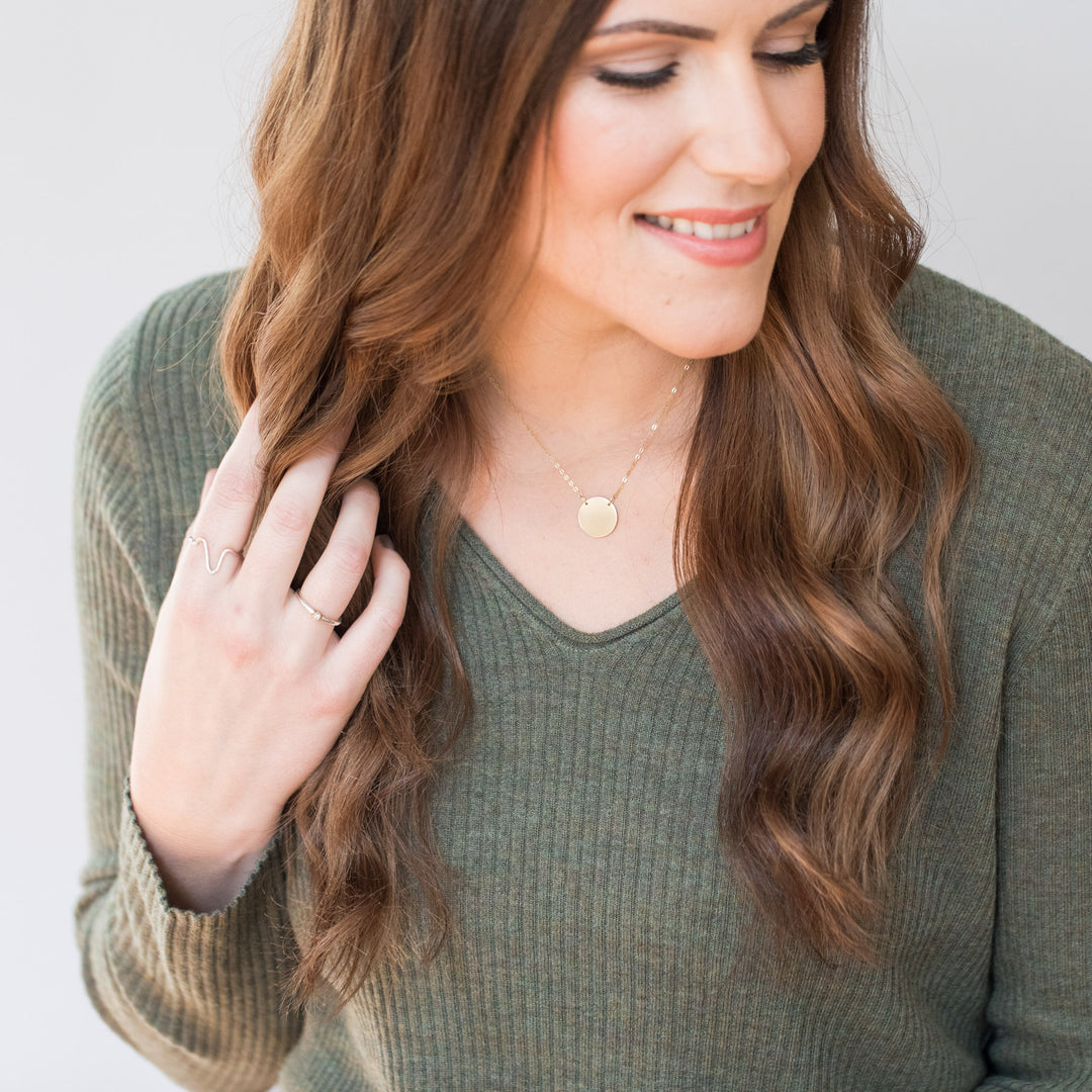 Medium Coin Necklace with Double Attachment- Custom Engraving