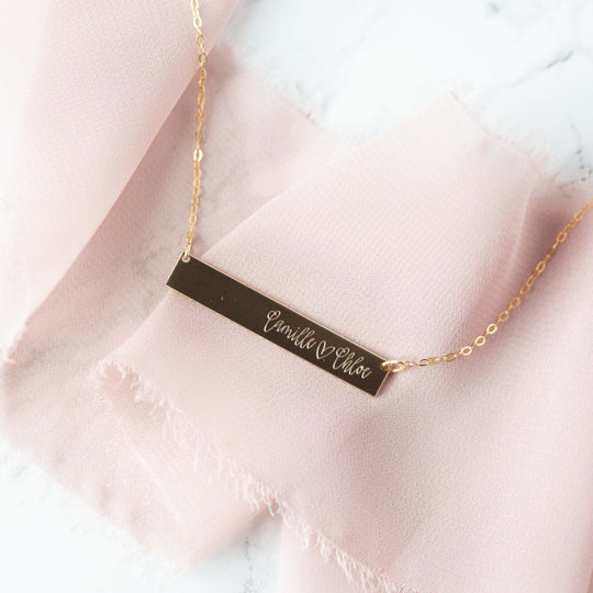 Horizontal Bar Necklace - Custom Engraving