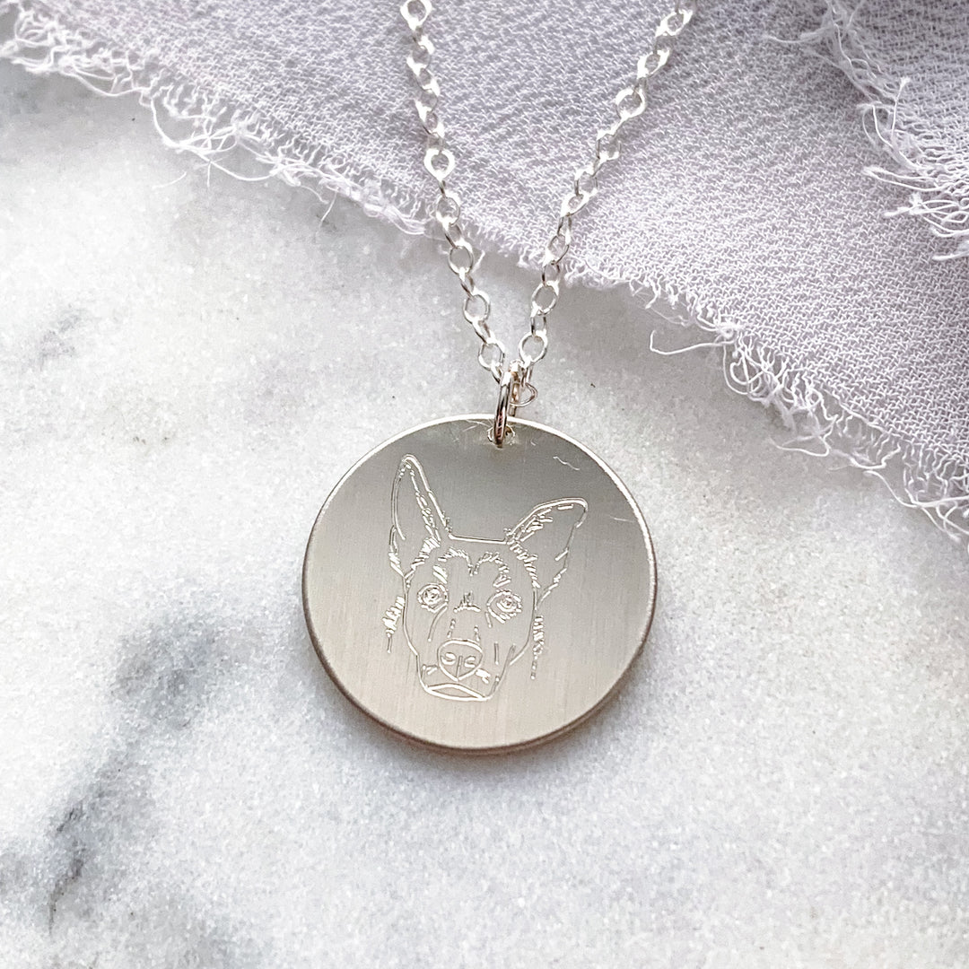 Pet Portrait on Medium Coin Necklace