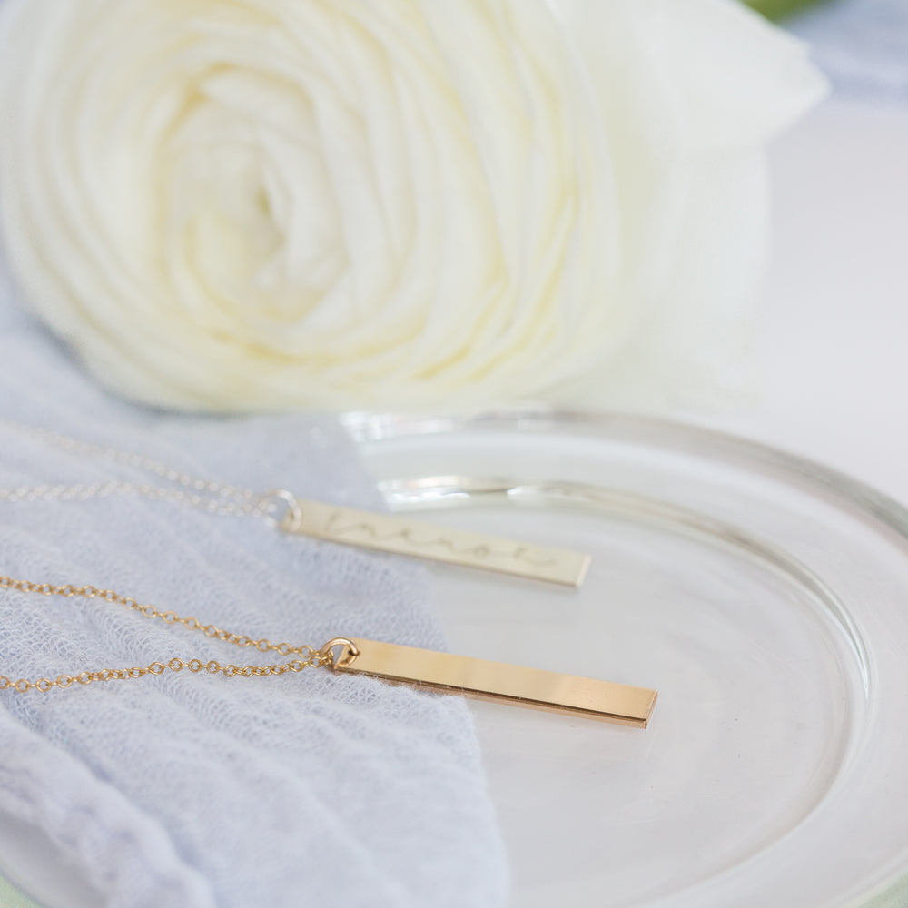 Vertical Bar Necklace - Custom Engraving