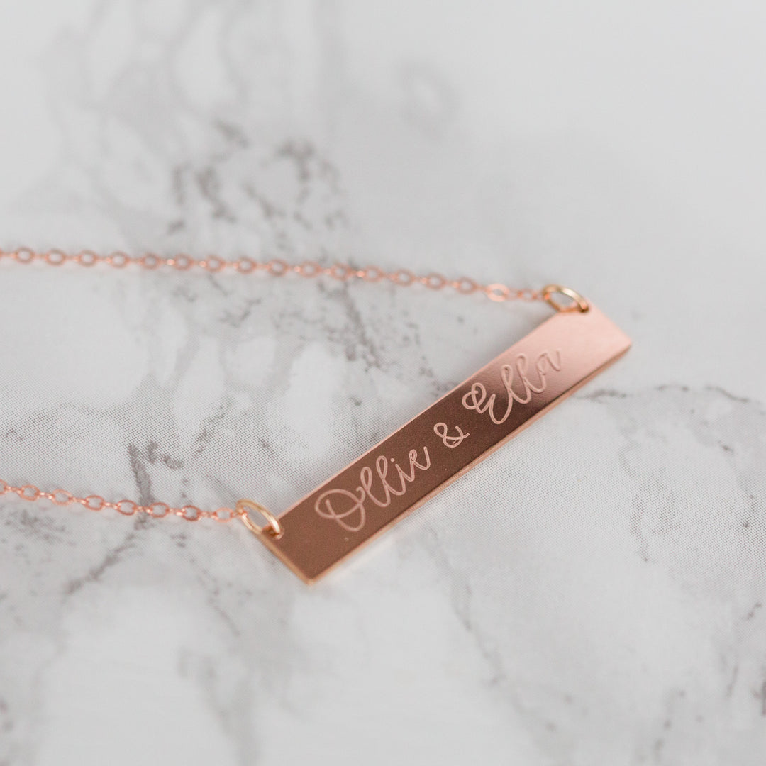 Horizontal Bar Necklace - Custom Engraving