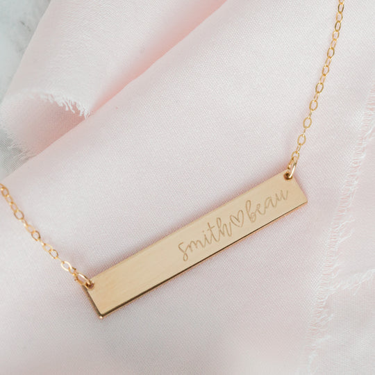 Horizontal Bar Necklace - Custom Engraving