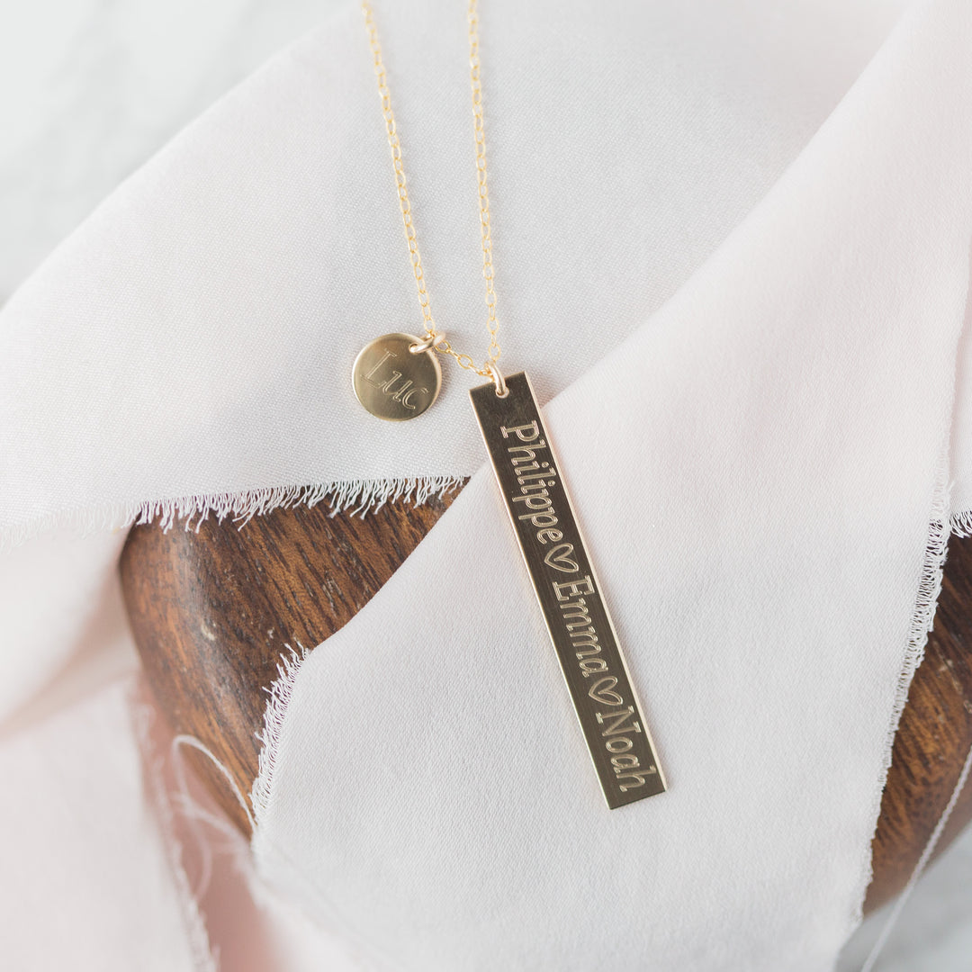 Vertical Bar Necklace - Custom Engraving