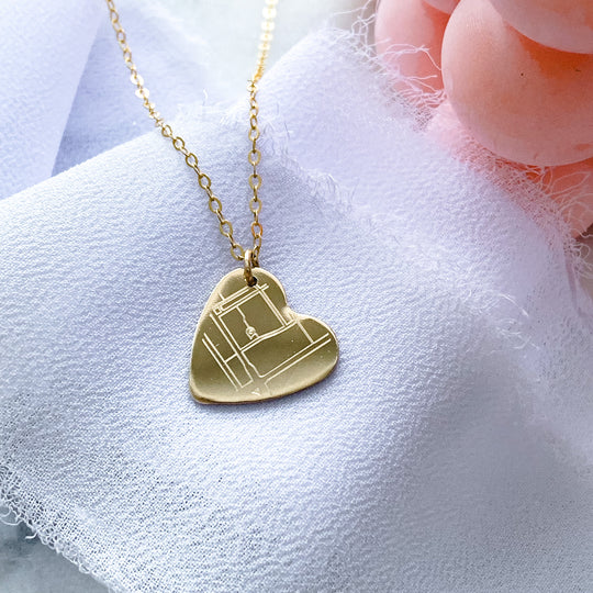 Heart Necklace - Custom Map Engraving
