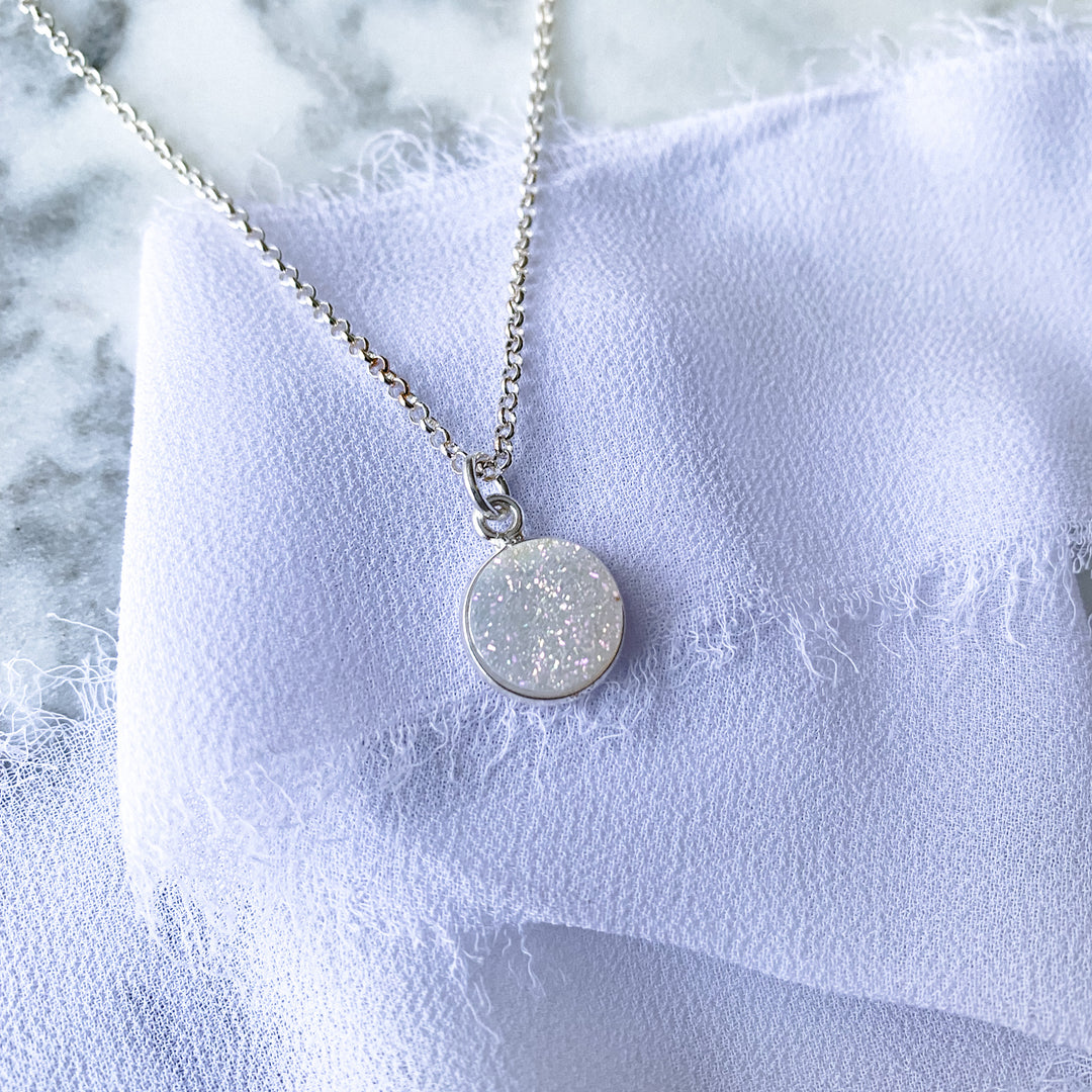 Shine On! White Druzy Pendant Necklace