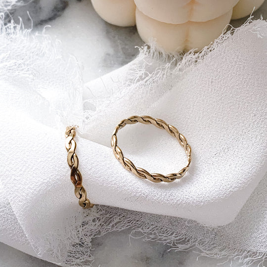 Braided Rope Stacking Ring in Gold