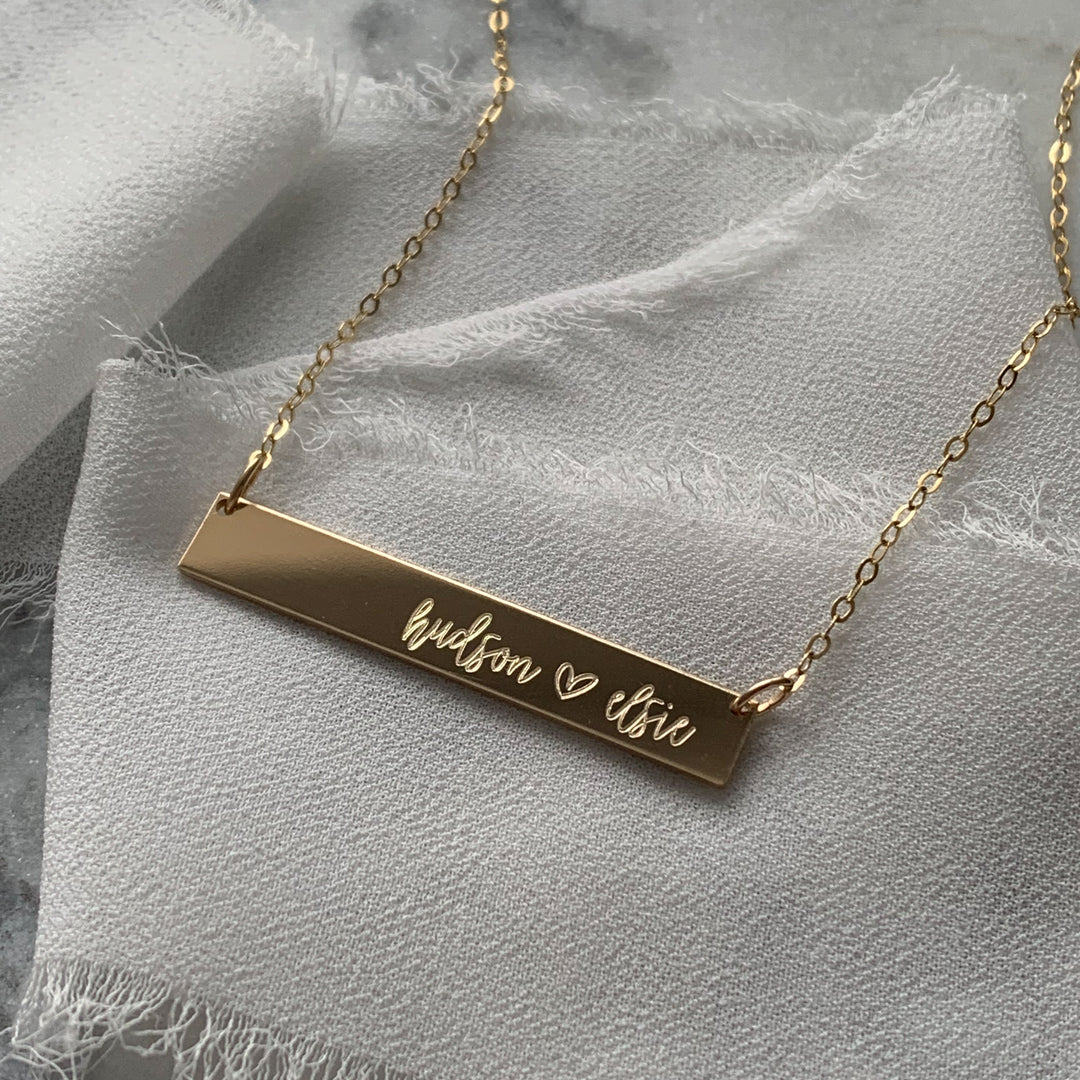 Horizontal Bar Necklace - Custom Engraving