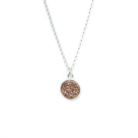 Shine On! Rose and Silver Druzy Pendant Necklace