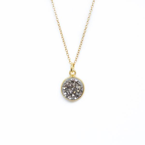 Shine On! Grey and Gold Druzy Pendant Necklace